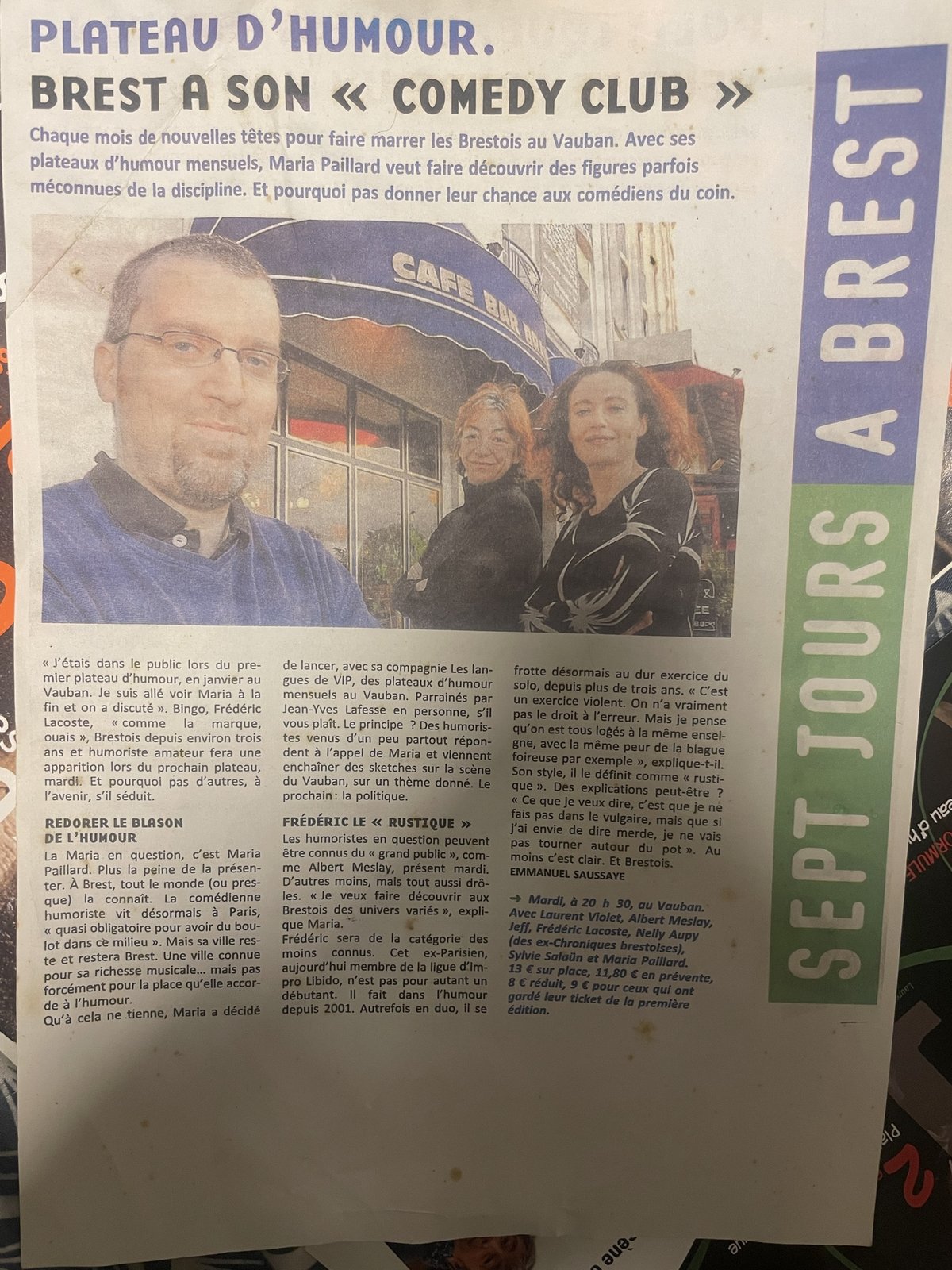 Brest a son « Comedy Club » — Presse locale